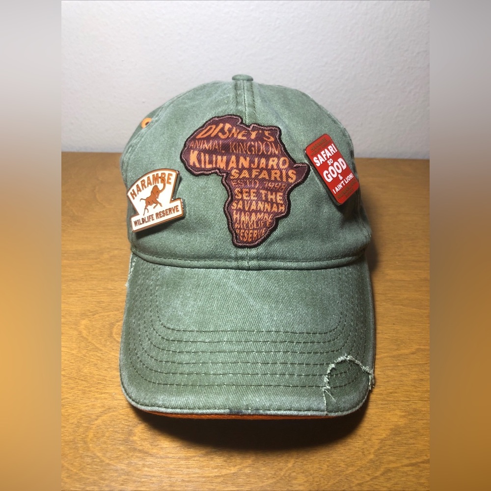 Disney Animal Kingdom Kilimanjaro Safari Distressed Basebal Hat Cap With 2 Pins